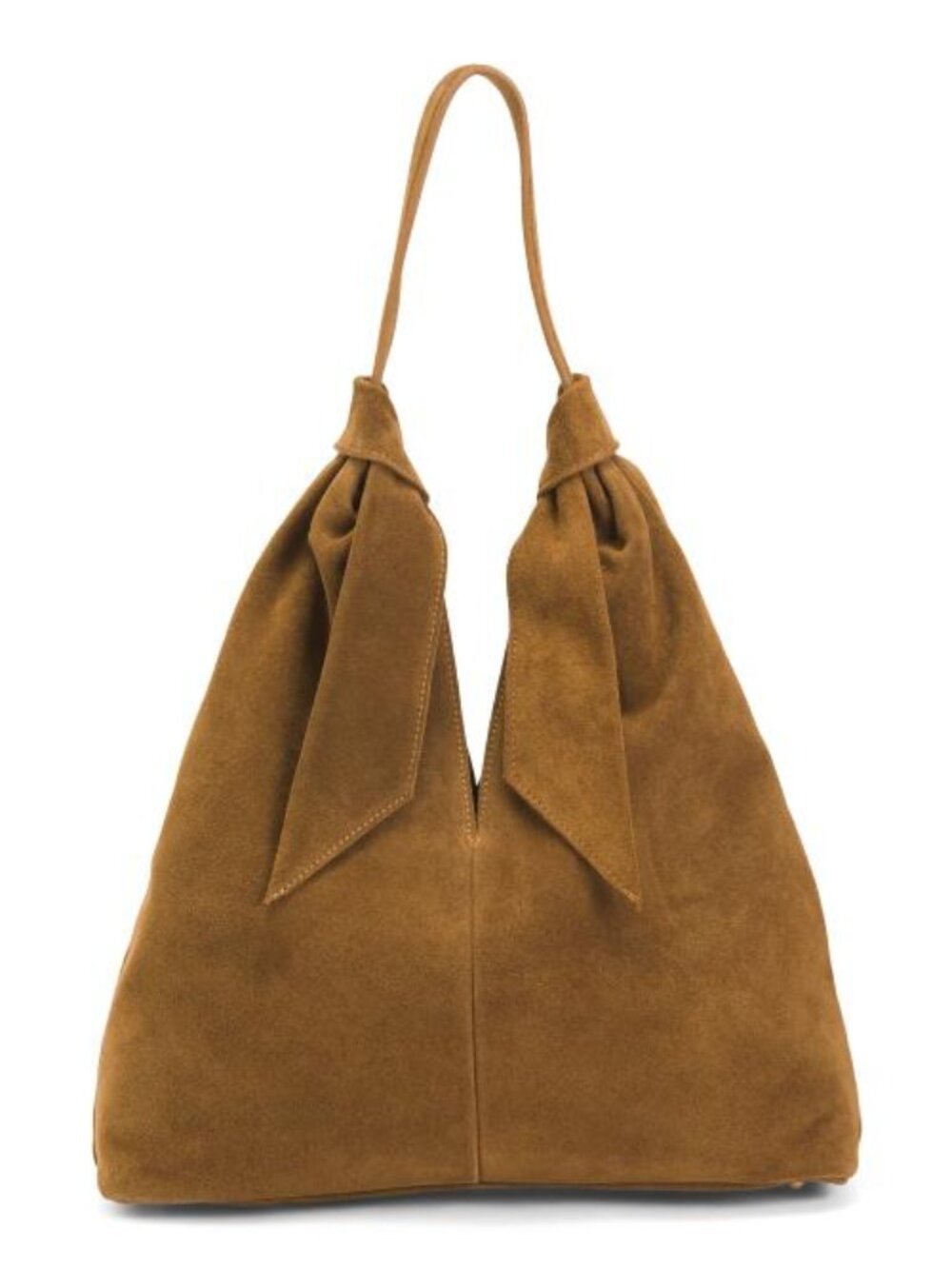 DIVINA FIRENZE Made In Italy Suede Slouchy Hobo With Knot Detail